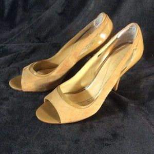 Kate Spade Suede & Patent Leather Open Toe Pumps